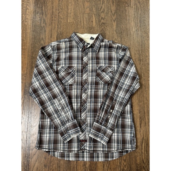 Fender Other - Fender Rock And Roll Religion Mens XXL Brown Plaid Snap Front Long Sleeve Shirt